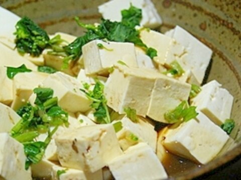 塩豆腐のわさび葉和え